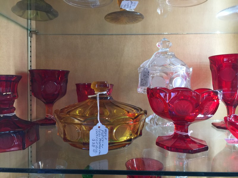 Gift Shop display with glass collectibles